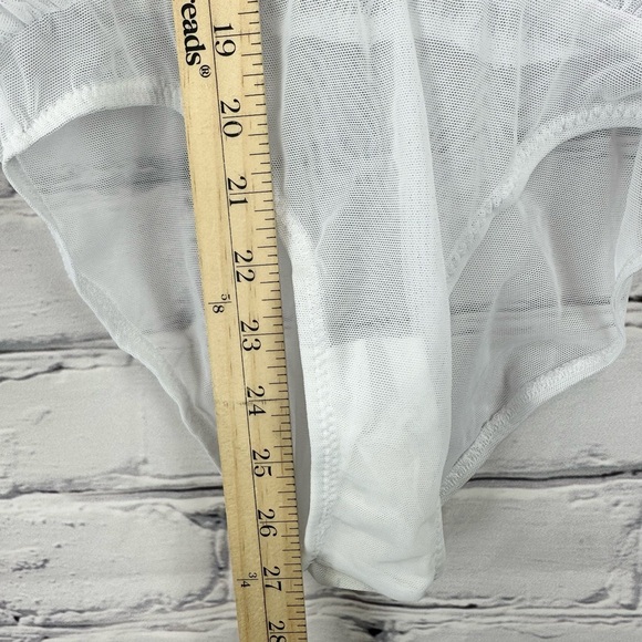 Norma Kamali Super Oversized Boyfriend Shirt Bodysuit White XXS Mesh Revolve - Picture 13 of 15